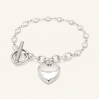 Heart Stainless Steel Bracelet — Natural Steel — FOG-BR-0003-ST