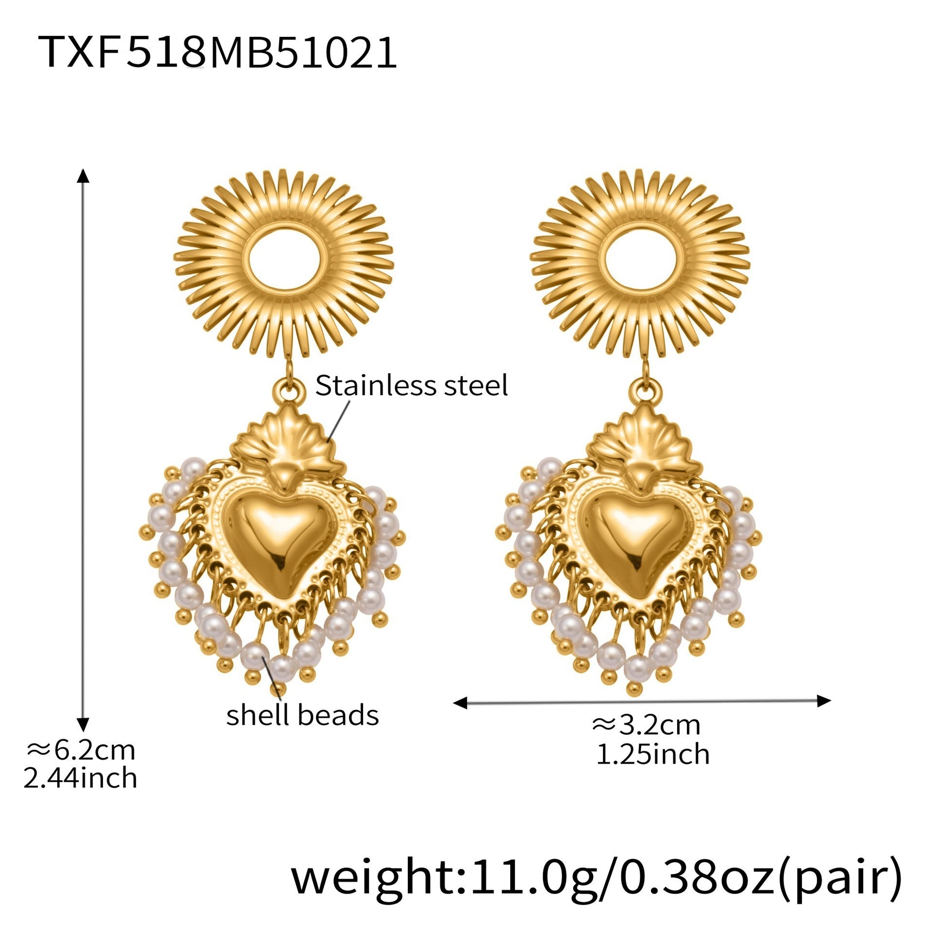 FOGESYMBLES pearl heart earrings