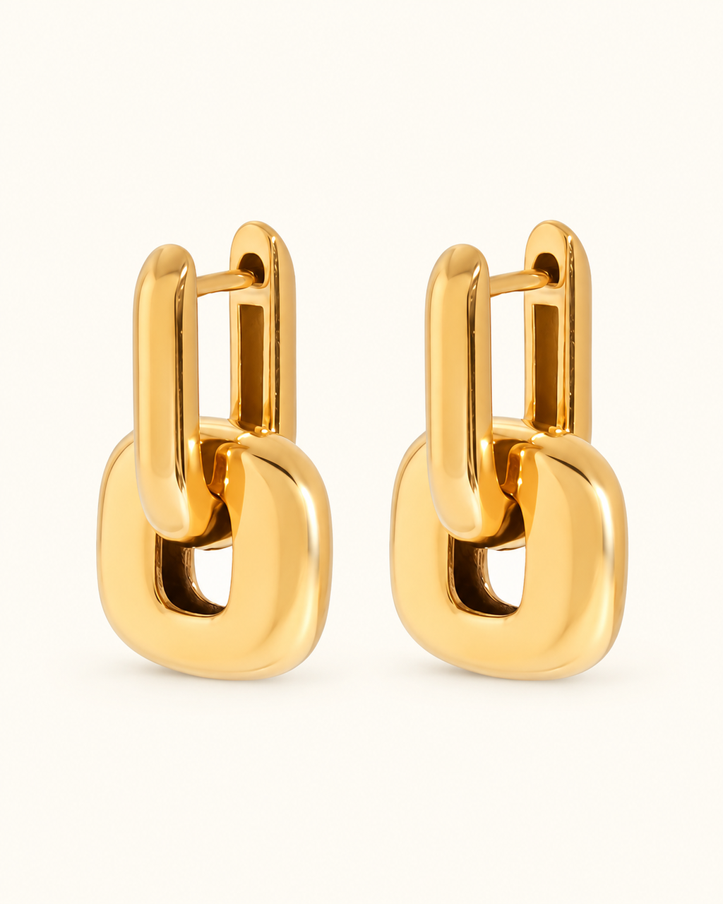 Geometric Double-Link Drop Earrings