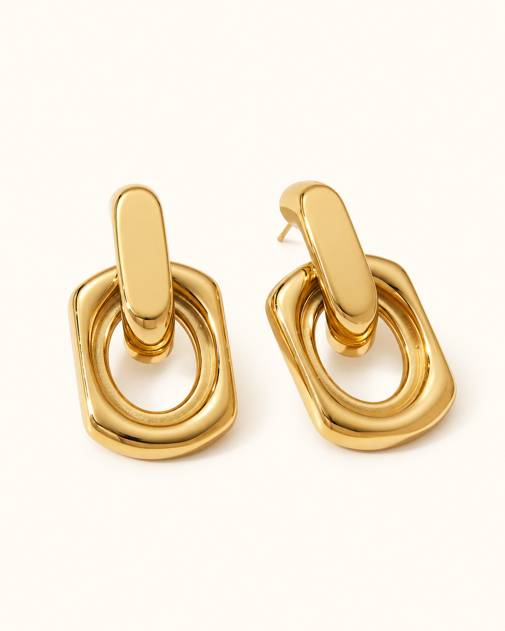 18K gold PVD geometric door-knocker drop earrings