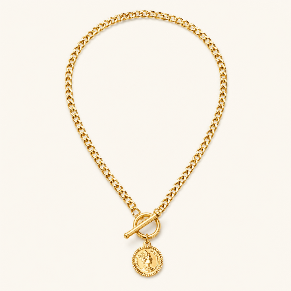 Celia Sculptural Stainless Steel Necklace in 18K Gold PVD — FOG-NK-0001-GD