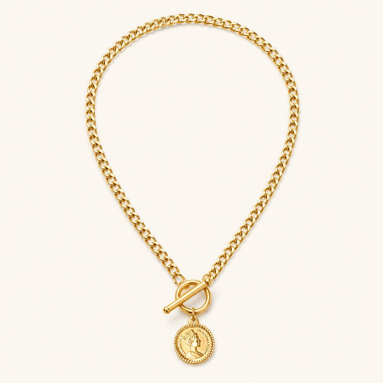 Celia Sculptural Stainless Steel Necklace in 18K Gold PVD — FOG-NK-0001-GD