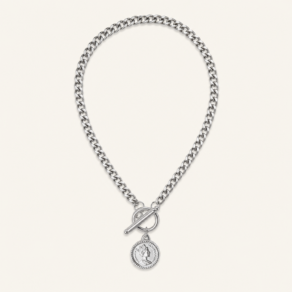Celia Modern Stainless Steel Necklace — Natural Steel — FOG-NK-0001-ST