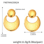Crescent Stainless Steel Earrings — 18K Gold PVD — FOG-ER-0401-GD