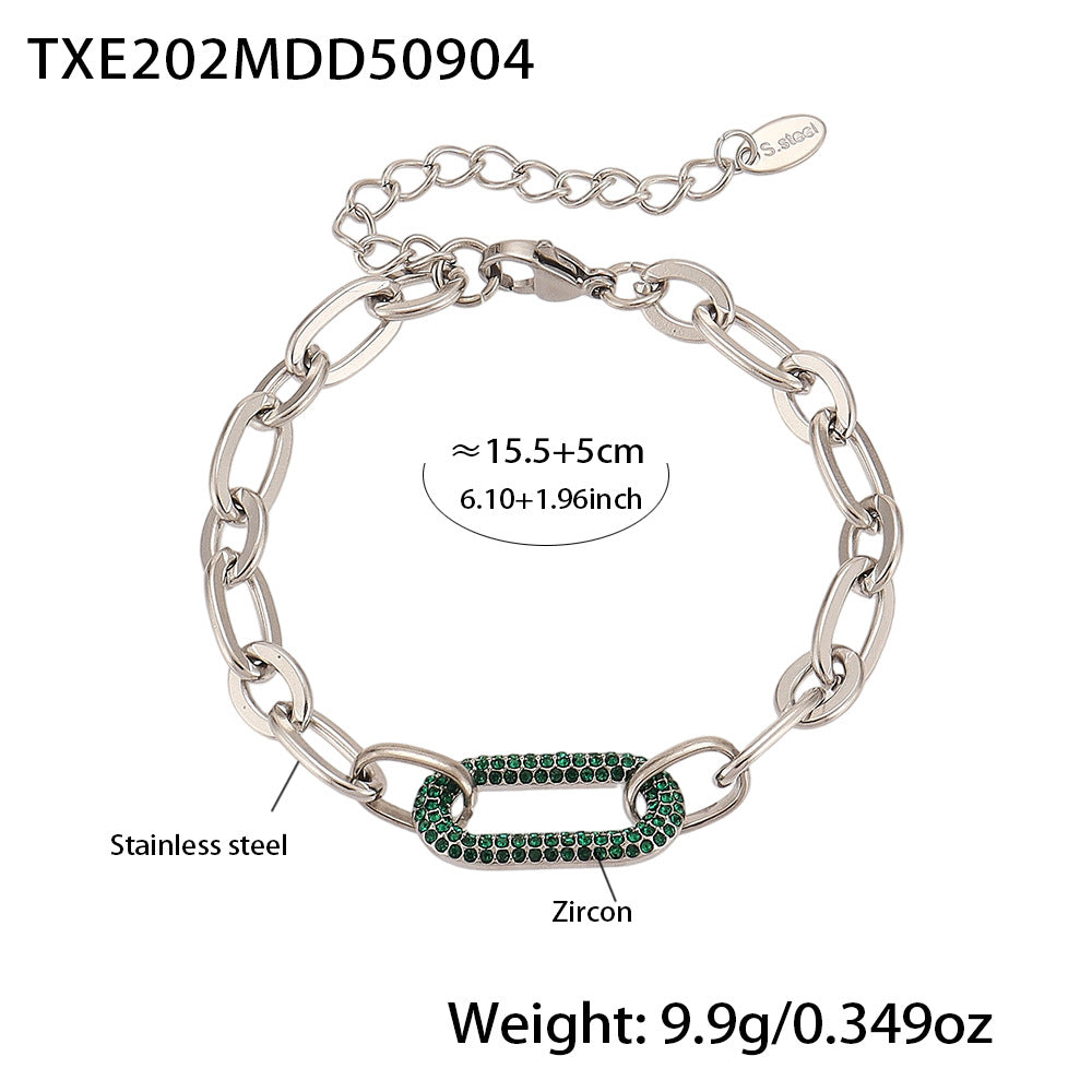 Pavé Crystal Stainless Steel Bracelet — Polished Steel — FOG-BR-0618-ST