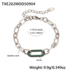 Pavé Crystal Stainless Steel Bracelet — Polished Steel — FOG-BR-0618-ST