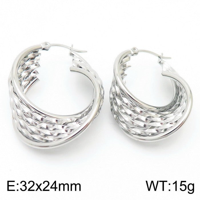 Nova Minimalist Stainless Steel Earrings — Polished Steel — FOG-ER-0158-ST