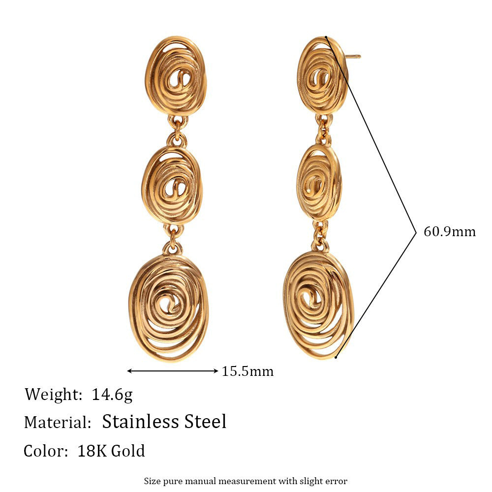 Geometric Stainless Steel Earrings — 18K Gold PVD — FOG-ER-0376-GD
