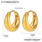 Arden Polished Stainless Steel Earrings — 18K Gold PVD — FOG-ER-0414-GD