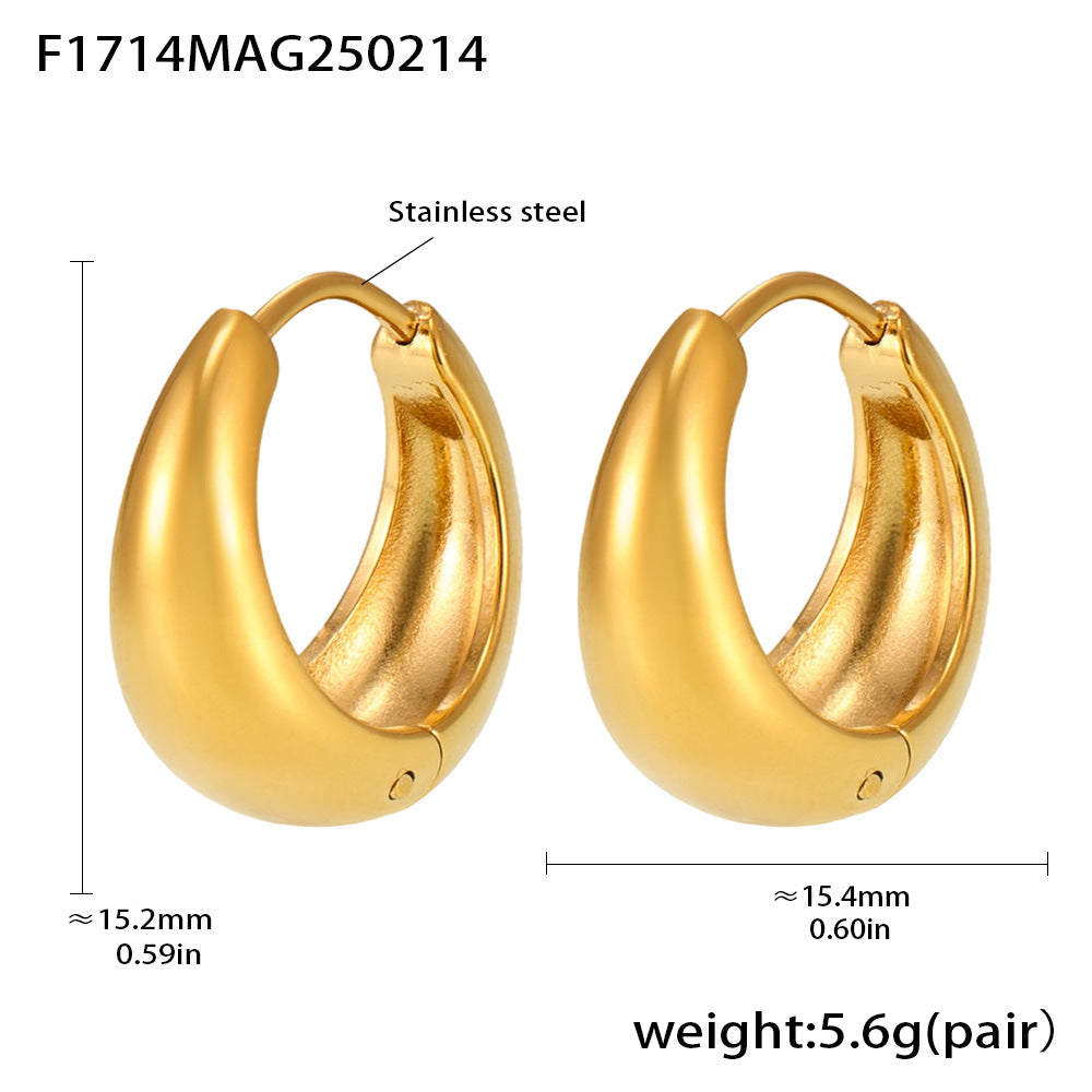 Arden Polished Stainless Steel Earrings — 18K Gold PVD — FOG-ER-0414-GD