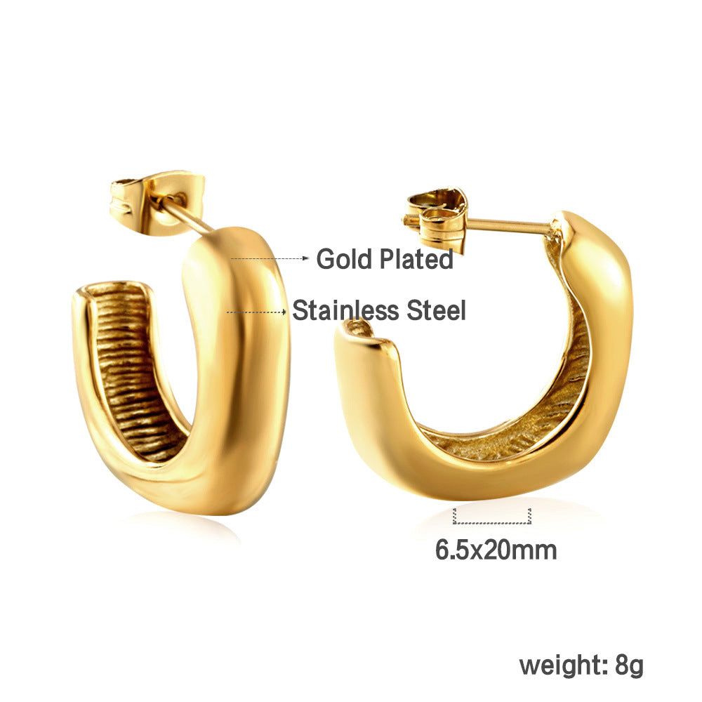 Nola Modern Stainless Steel Jewelry — 18K Gold PVD — FOG-OT-0350-GD