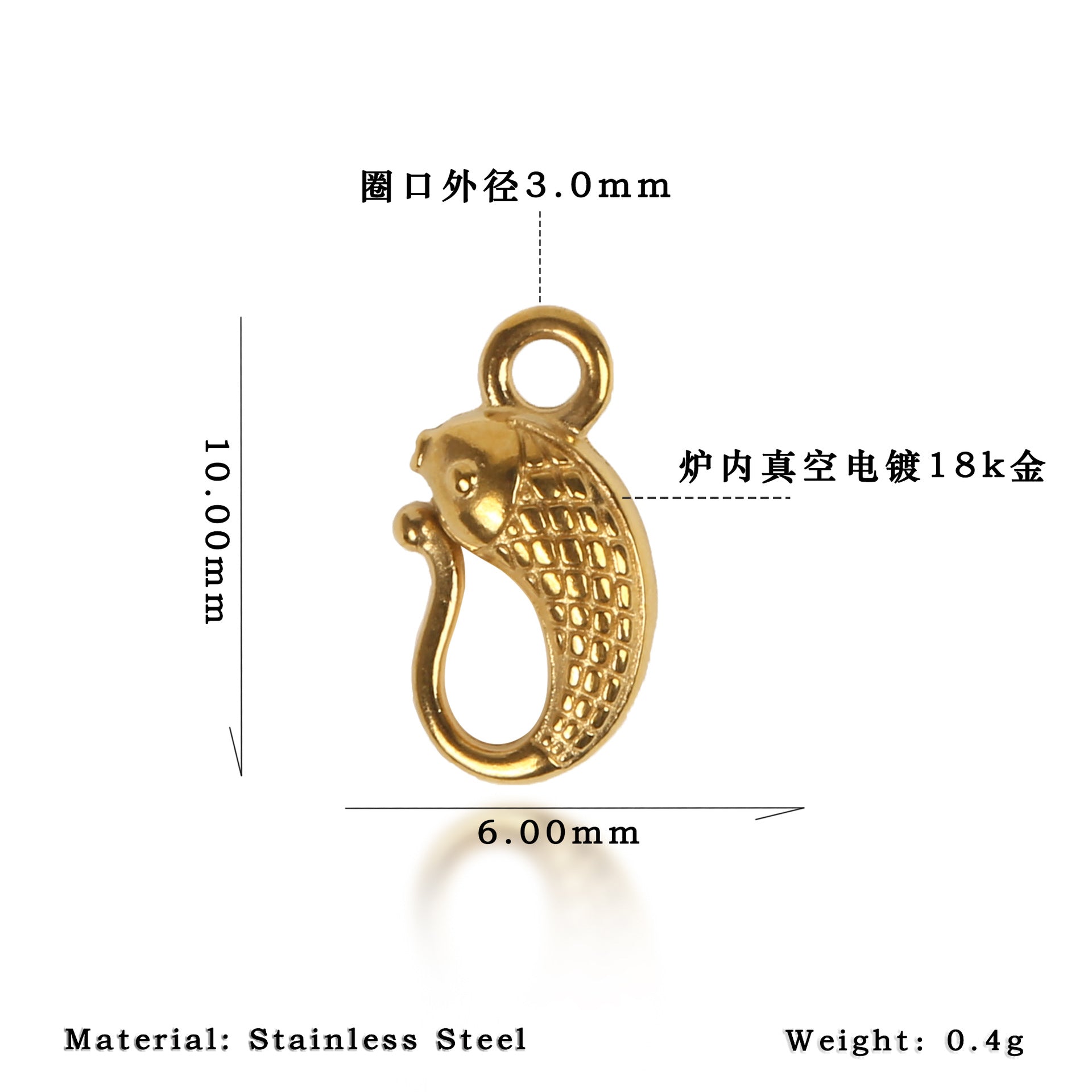 Nola Contemporary Stainless Steel Charm — 18K Gold PVD — FOG-CH-0255-GD