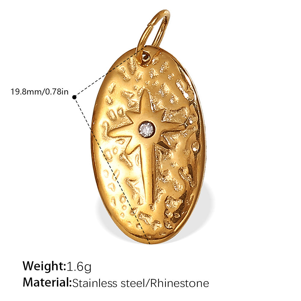 Pavé Crystal Stainless Steel Charm — 18K Gold PVD — FOG-CH-0064-GD
