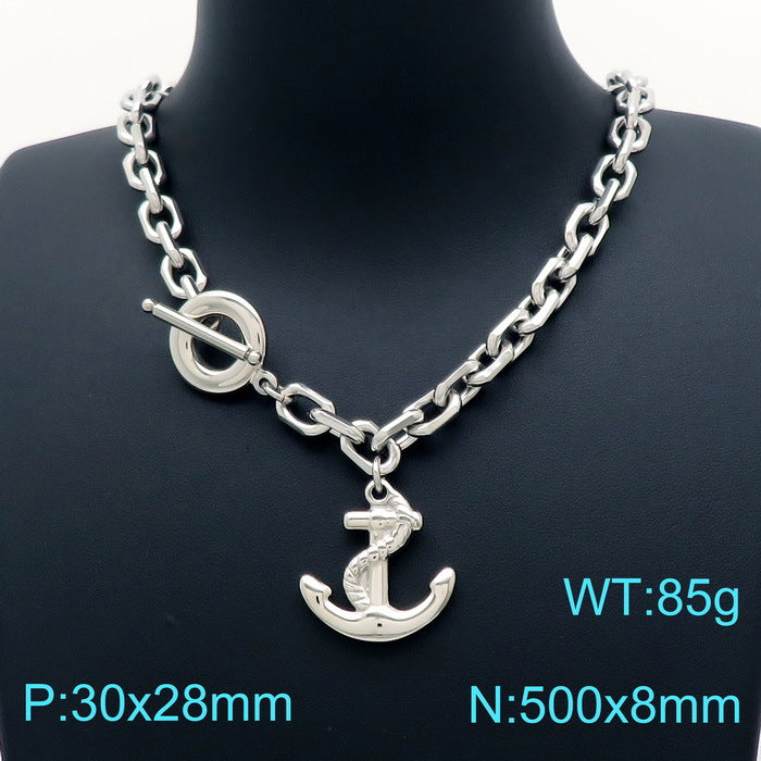 Elara Organic Stainless Steel Necklace — Polished Steel — FOG-NK-0046-ST