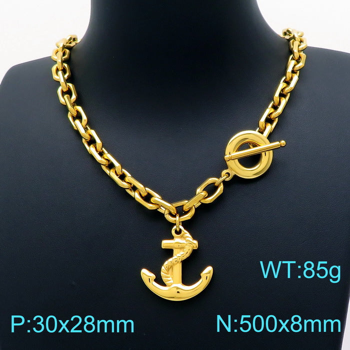 Elara Modern Stainless Steel Necklace — 18K Gold PVD — FOG-NK-0046-GD