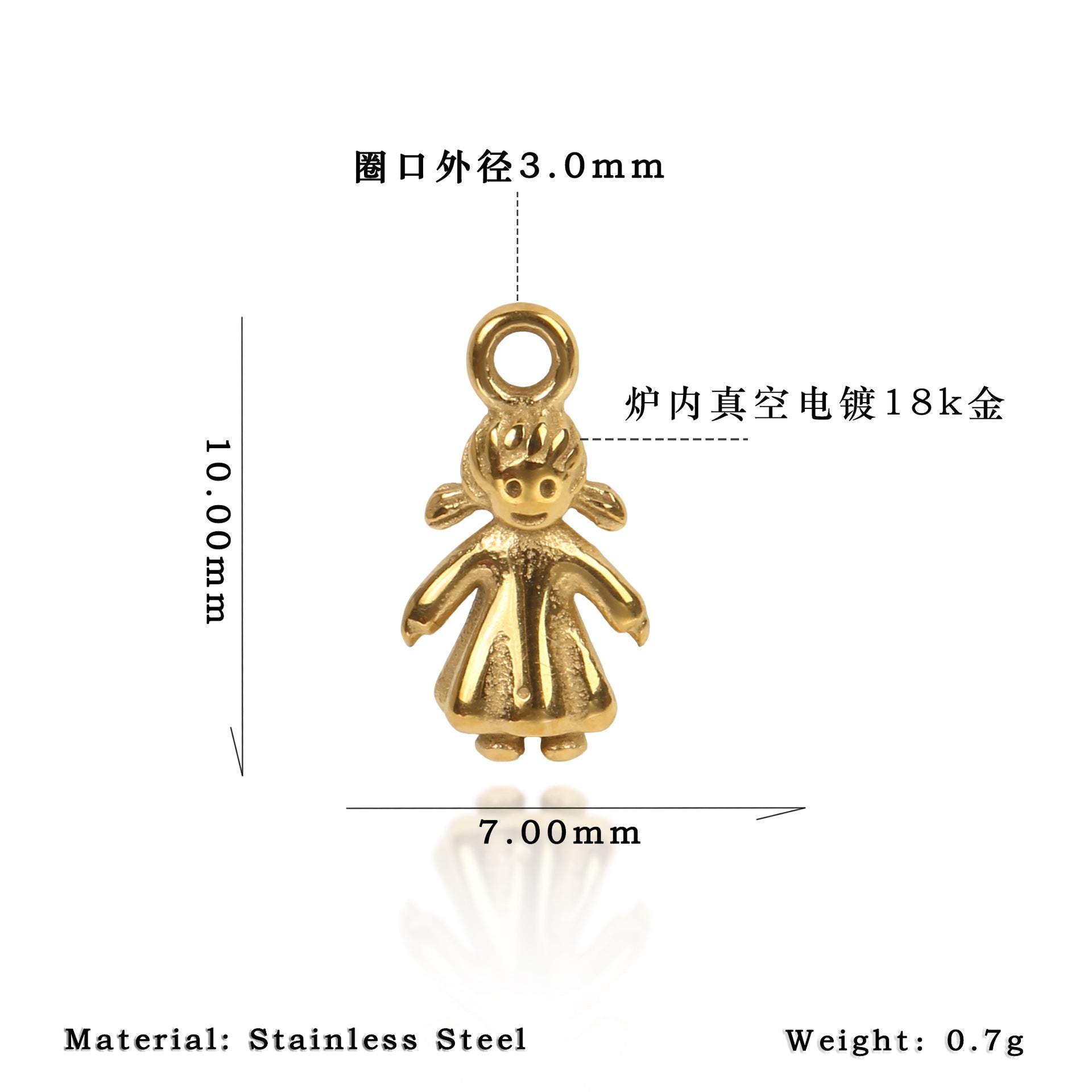 Nola Bold Stainless Steel Charm — 18K Gold PVD — FOG-CH-0249-GD