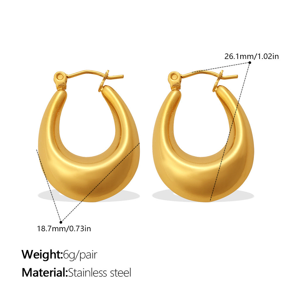Vela Organic Stainless Steel Earrings — 18K Gold PVD — FOG-ER-0329-GD