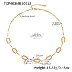 Pavé Crystal Stainless Steel Necklace — 18K Gold PVD — FOG-NK-0494-GD