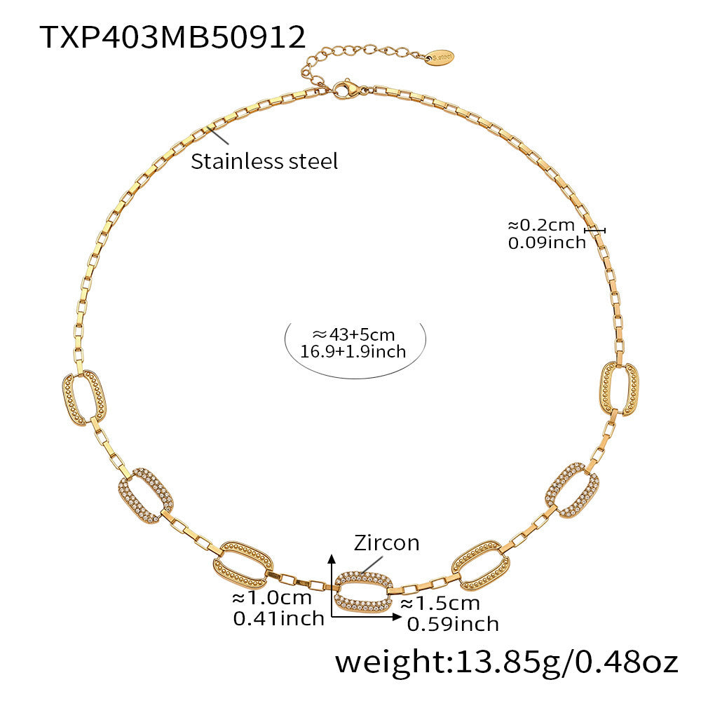 Pavé Crystal Stainless Steel Necklace — 18K Gold PVD — FOG-NK-0494-GD