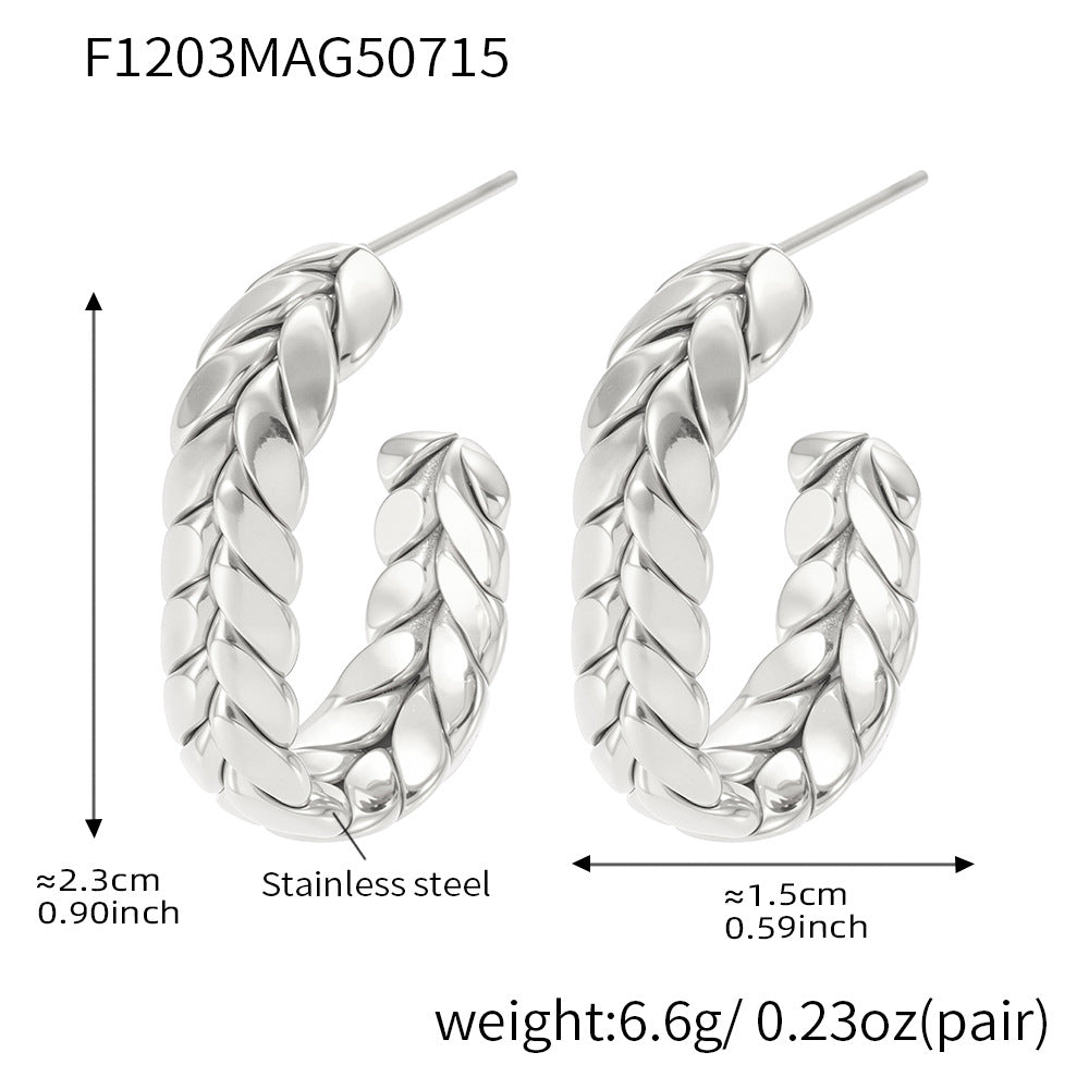 Cleo Modern Stainless Steel Earrings — Polished Steel — FOG-ER-0480-ST