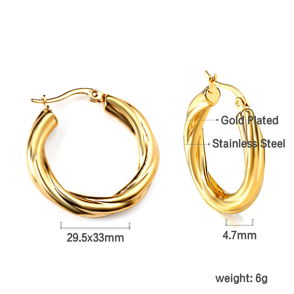 Aster Bold Stainless Steel Jewelry — 18K Gold PVD — FOG-OT-0340-GD