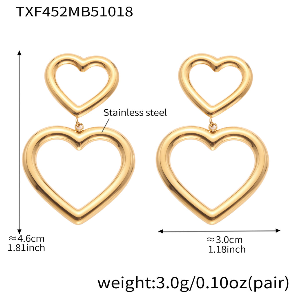 Heart Stainless Steel Earrings — 18K Gold PVD — FOG-ER-0505-GD