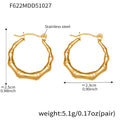 Bamboo Stainless Steel Earrings — 18K Gold PVD — FOG-ER-0468-GD