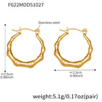 Bamboo Stainless Steel Earrings — 18K Gold PVD — FOG-ER-0468-GD