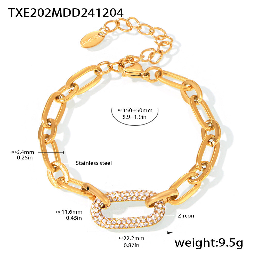 Pavé Crystal Stainless Steel Bracelet — 18K Gold PVD — FOG-BR-0614-GD