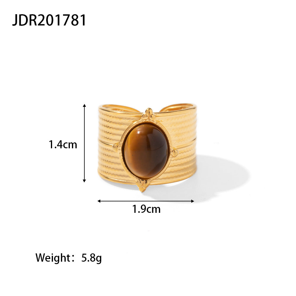 Maris Polished Stainless Steel Ring — 18K Gold PVD — FOG-RG-0025-GD