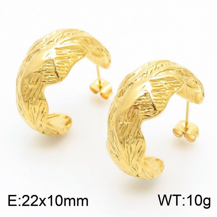 Nola Statement Stainless Steel Earrings — 18K Gold PVD — FOG-ER-0141-GD