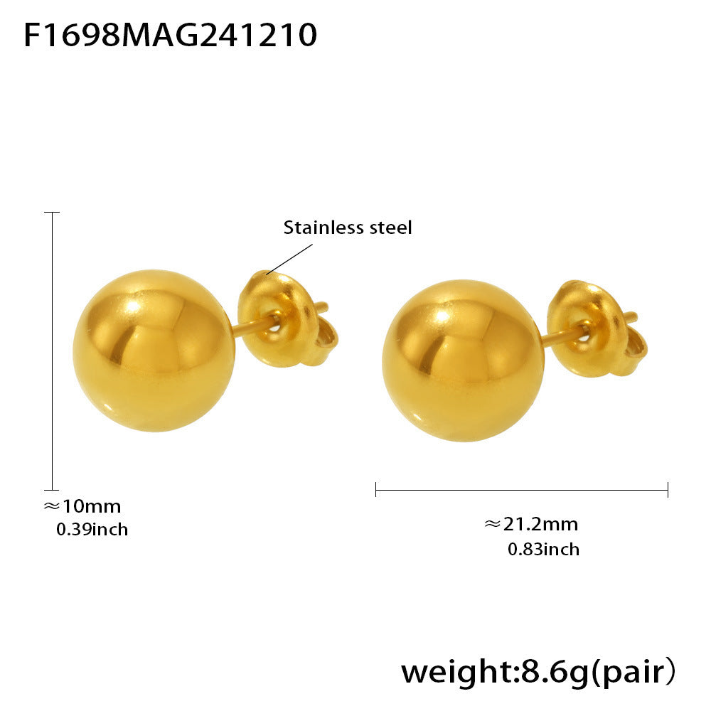 Beaded Stainless Steel Earrings — 18K Gold PVD — FOG-ER-0433-GD