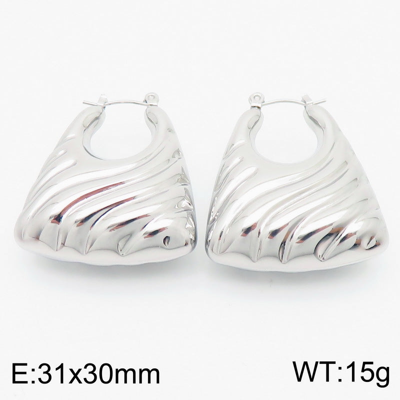 Elara Organic Stainless Steel Earrings — Polished Steel — FOG-ER-0160-ST
