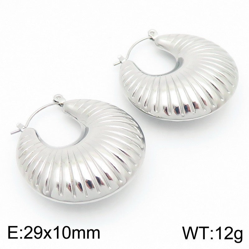 Vela Organic Stainless Steel Earrings — Polished Steel — FOG-ER-0129-ST