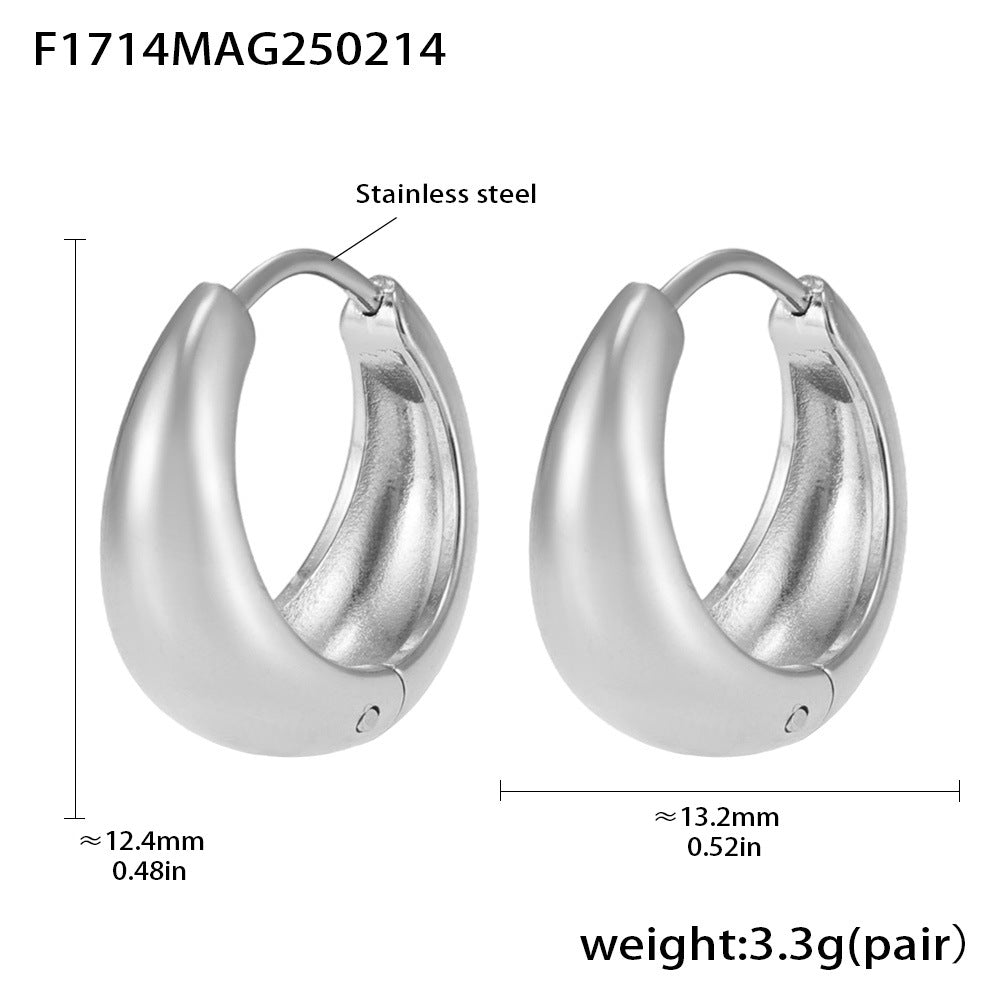 Arden Polished Stainless Steel Earrings — Polished Steel — FOG-ER-0418-ST