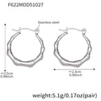 Bamboo Stainless Steel Earrings — Polished Steel — FOG-ER-0469-ST