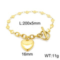Heart Stainless Steel Bracelet — 18K Gold PVD — FOG-BR-0003-GD