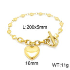 Heart Stainless Steel Bracelet — 18K Gold PVD — FOG-BR-0003-GD