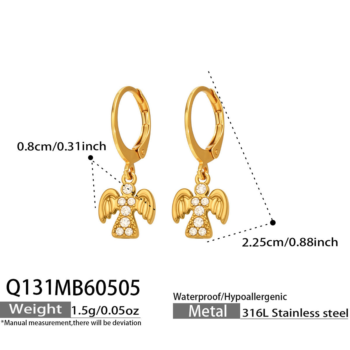 Luna Modern Stainless Steel Earrings — 18K Gold PVD — FOG-ER-0459-GD