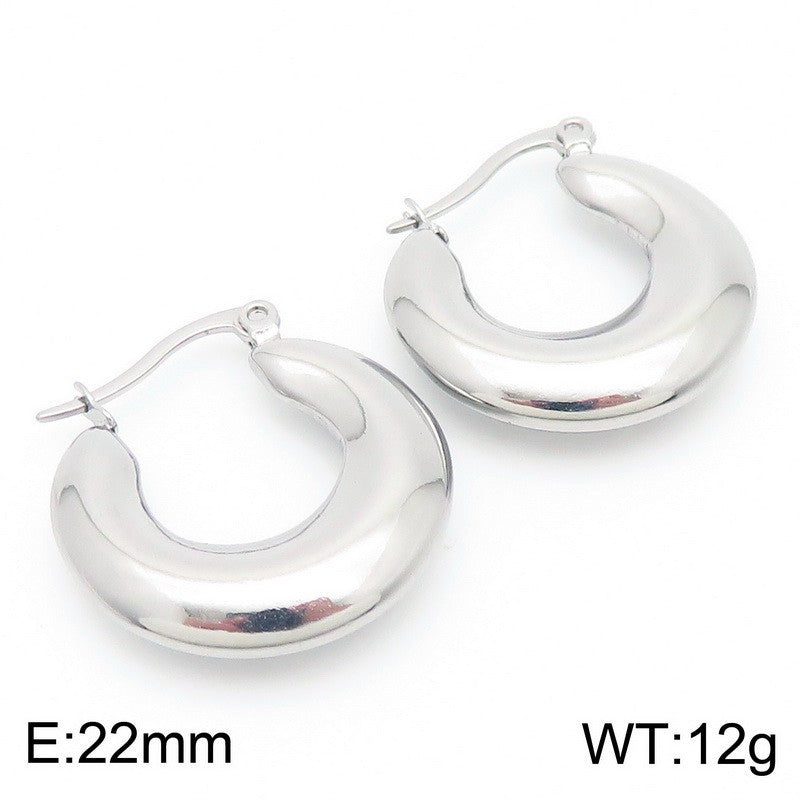 Aster Contemporary Stainless Steel Earrings — Polished Steel — FOG-ER-0132-ST