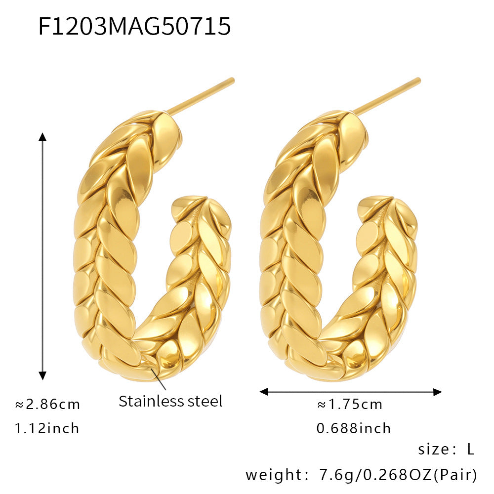 Cleo Modern Stainless Steel Earrings — 18K Gold PVD — FOG-ER-0476-GD