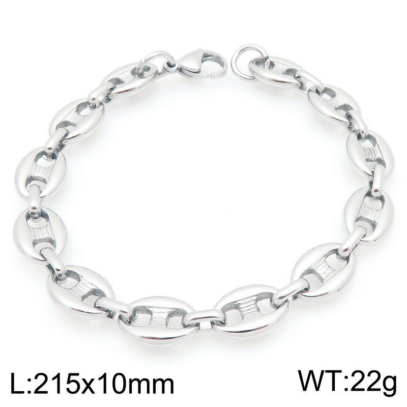 Elara Bold Stainless Steel Bracelet — Polished Steel — FOG-BR-0099-ST