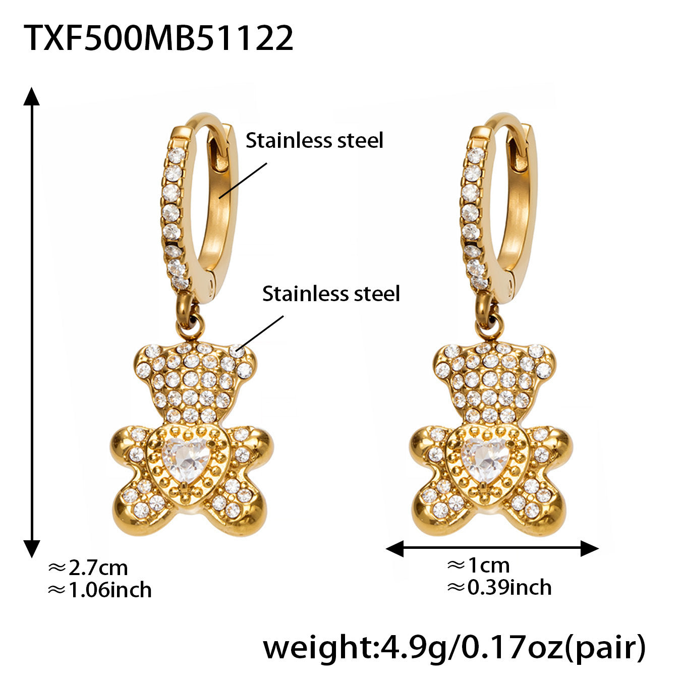 Maris Sculptural Stainless Steel Earrings — 18K Gold PVD — FOG-ER-0520-GD
