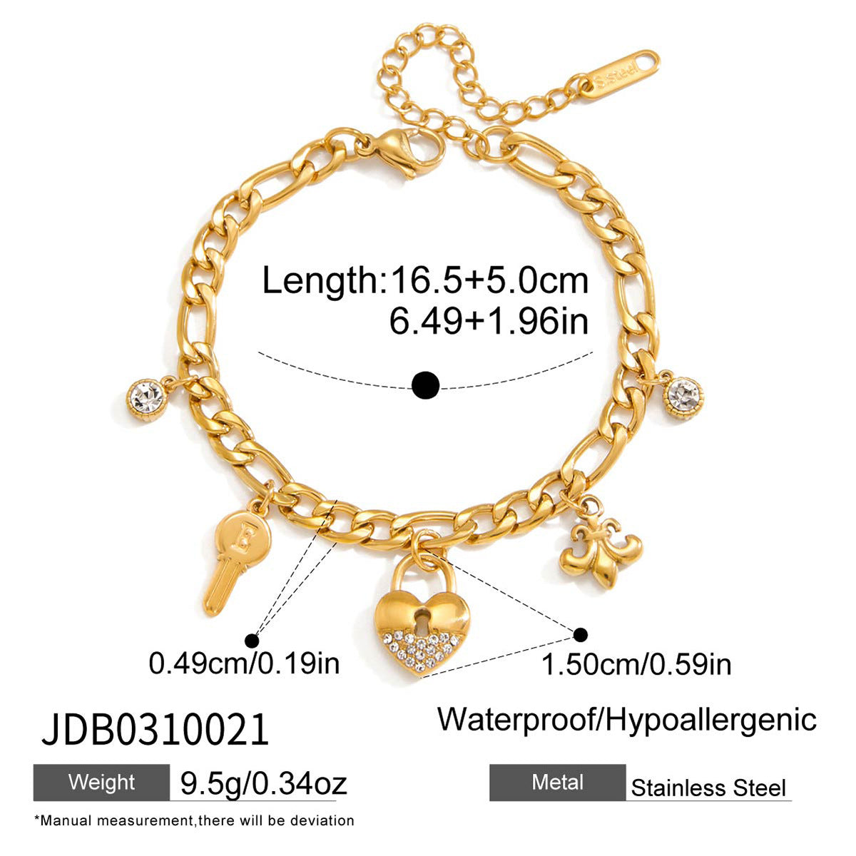 Solis Organic Stainless Steel Bracelet — 18K Gold PVD — FOG-BR-0619-GD