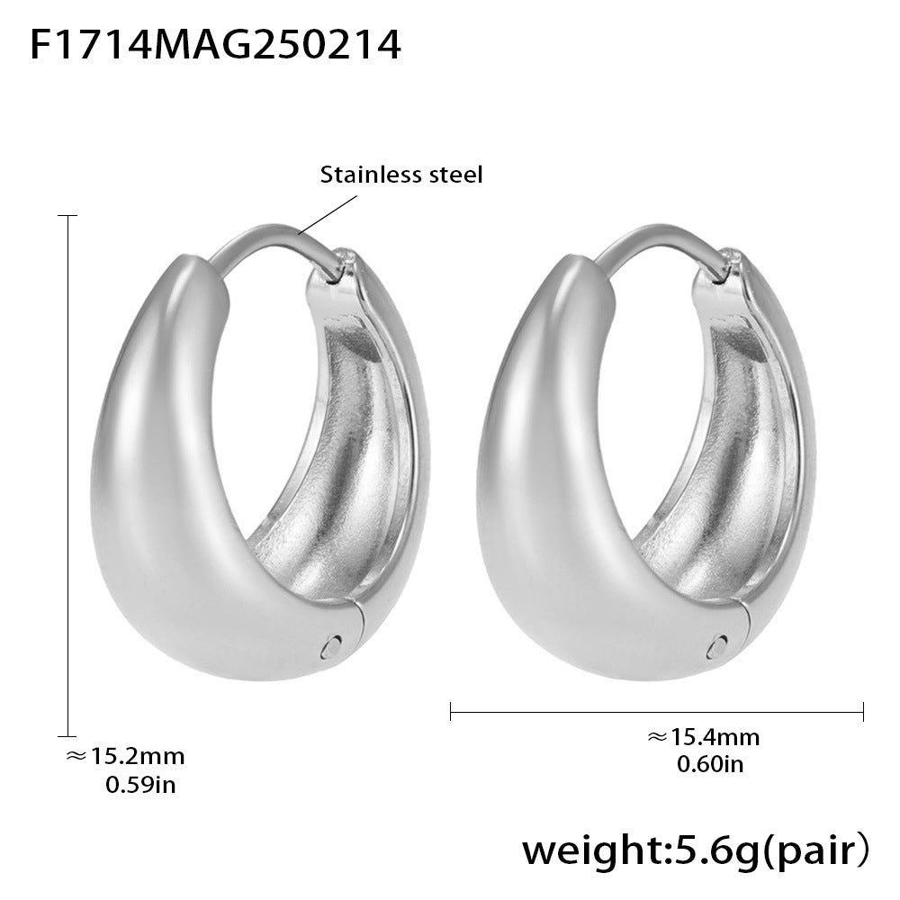 Arden Polished Stainless Steel Earrings — Polished Steel — FOG-ER-0417-ST