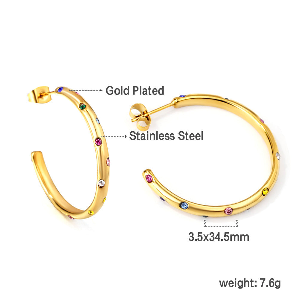 Nola Polished Stainless Steel Jewelry — 18K Gold PVD — FOG-OT-0347-GD
