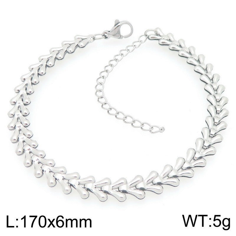 Vela Minimalist Stainless Steel Bracelet — Polished Steel — FOG-BR-0095-ST