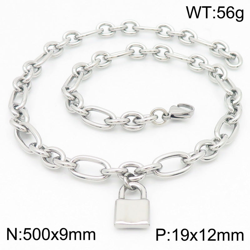 Aster Bold Stainless Steel Necklace — Polished Steel — FOG-NK-0117-ST