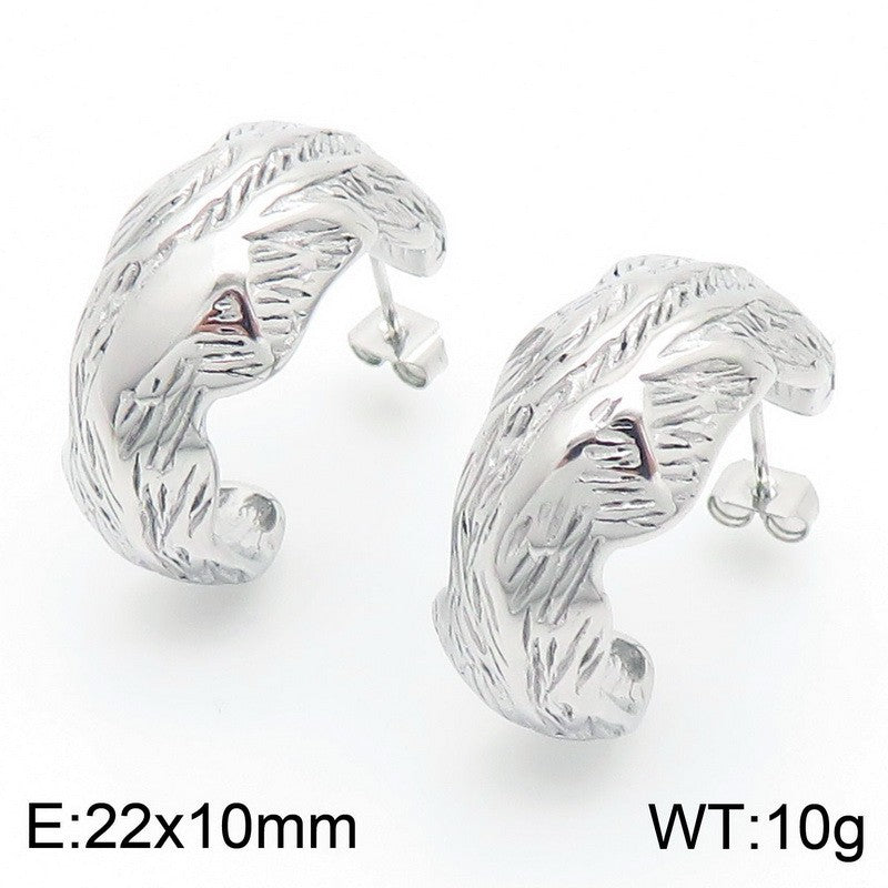 Cleo Sculptural Stainless Steel Earrings — Polished Steel — FOG-ER-0141-ST