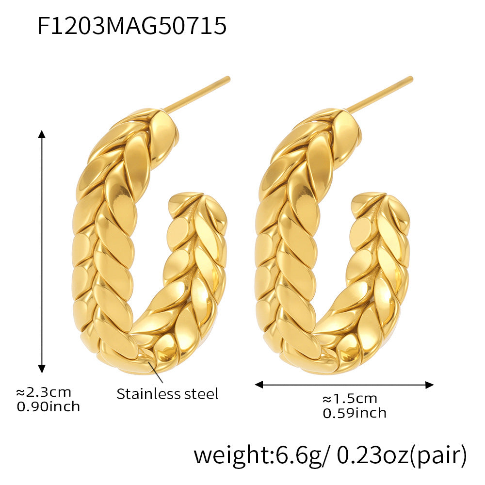 Cleo Modern Stainless Steel Earrings — 18K Gold PVD — FOG-ER-0479-GD